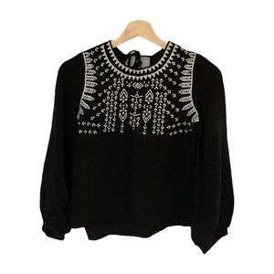 Forever 21 Embroidered Shirt Open Back Size S Chic